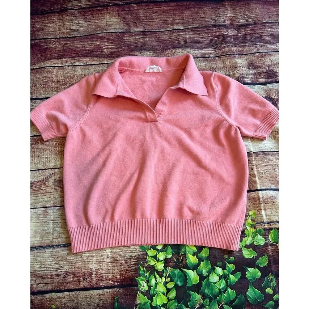 Anthropologie THML Peach Pink Short Sleeve Sweater Size XS